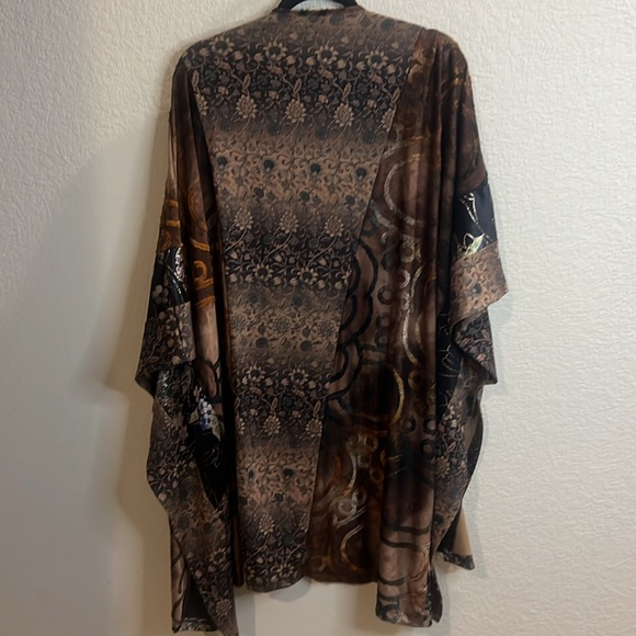 The Pyramid Collection Open Front abstract floral boho stitched Cardigan WM Med - Picture 8 of 10